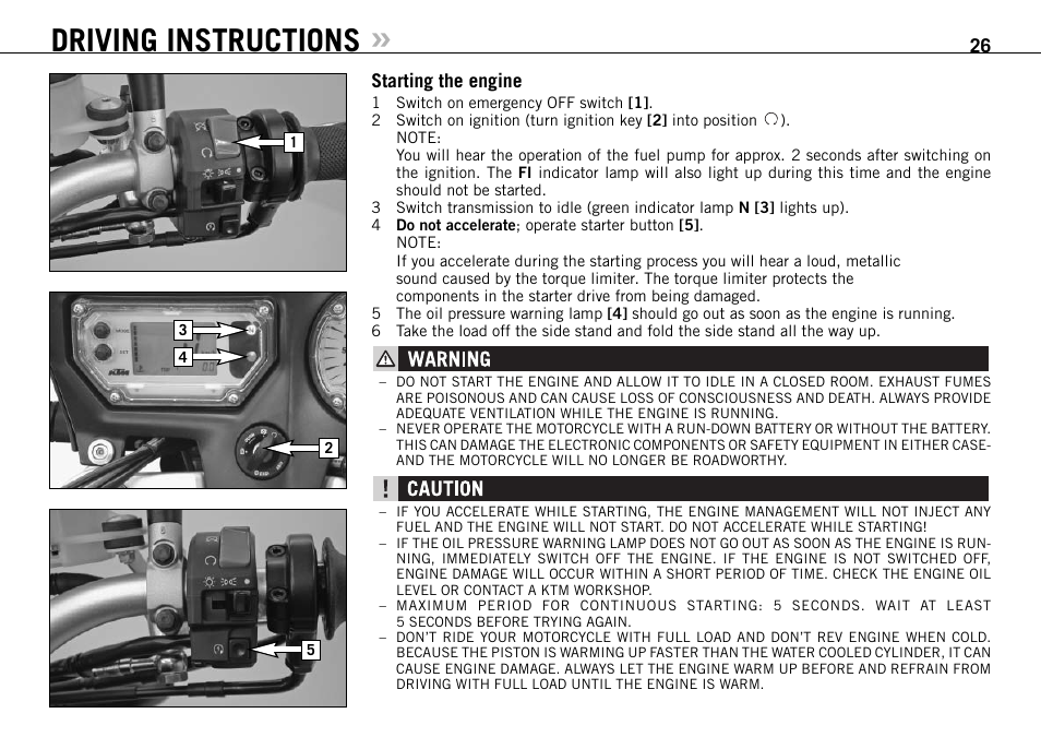 Driving instructions | KTM 990 SUPER DUKE User Manual | Page 27 / 90