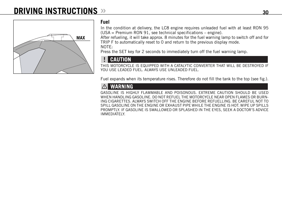 Driving instructions | KTM 990 SUPER DUKE User Manual | Page 31 / 90