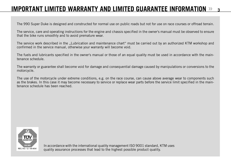 KTM 990 SUPER DUKE User Manual | Page 4 / 90