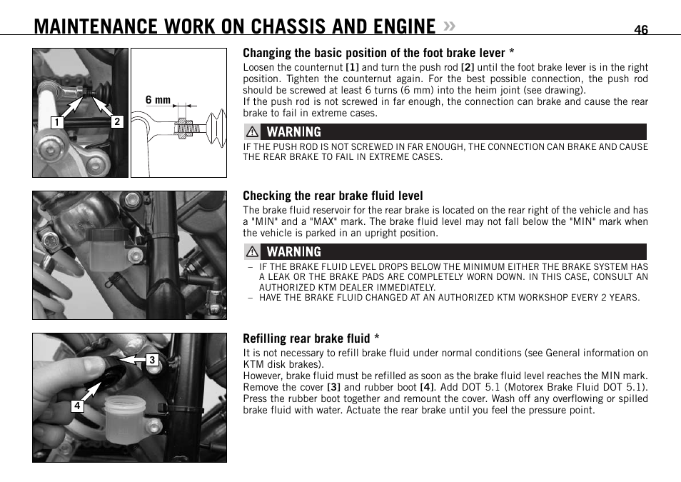 Maintenance work on chassis and engine | KTM 990 SUPER DUKE User Manual | Page 47 / 90