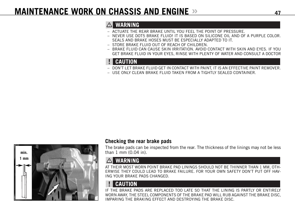 Maintenance work on chassis and engine | KTM 990 SUPER DUKE User Manual | Page 48 / 90