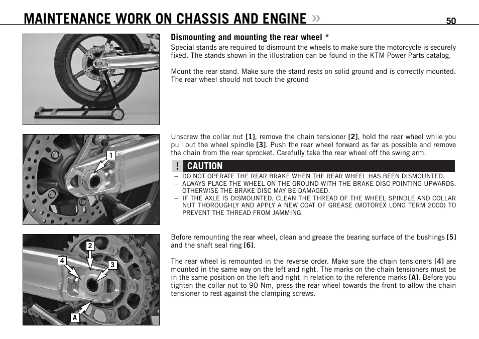 Maintenance work on chassis and engine | KTM 990 SUPER DUKE User Manual | Page 51 / 90