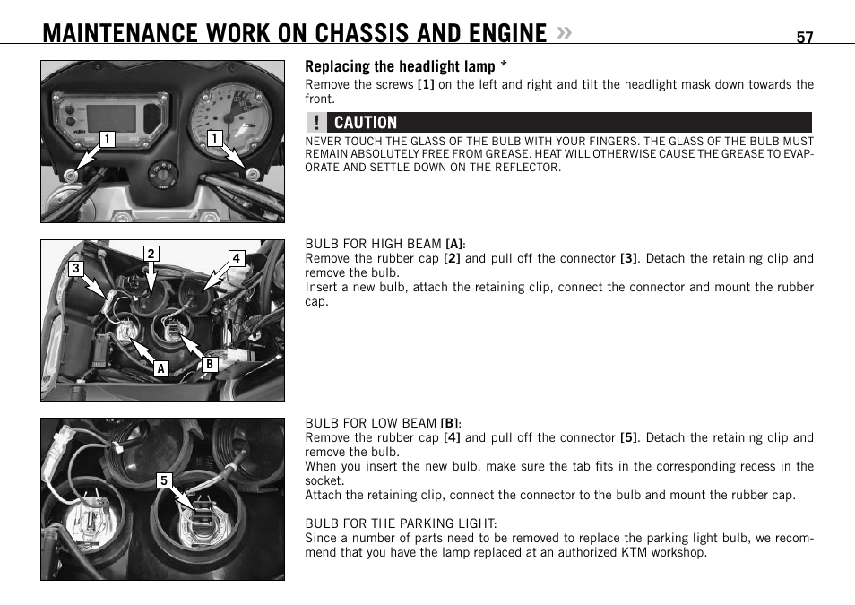 Maintenance work on chassis and engine | KTM 990 SUPER DUKE User Manual | Page 58 / 90