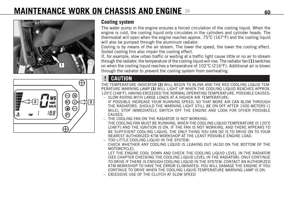 Maintenance work on chassis and engine | KTM 990 SUPER DUKE User Manual | Page 61 / 90