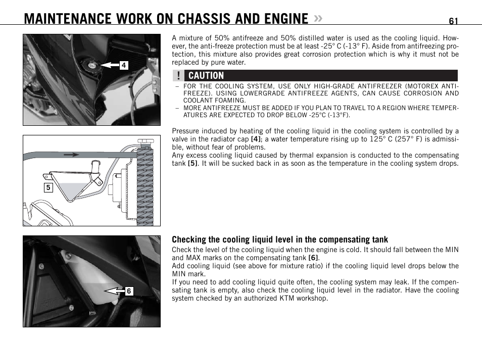 Maintenance work on chassis and engine | KTM 990 SUPER DUKE User Manual | Page 62 / 90