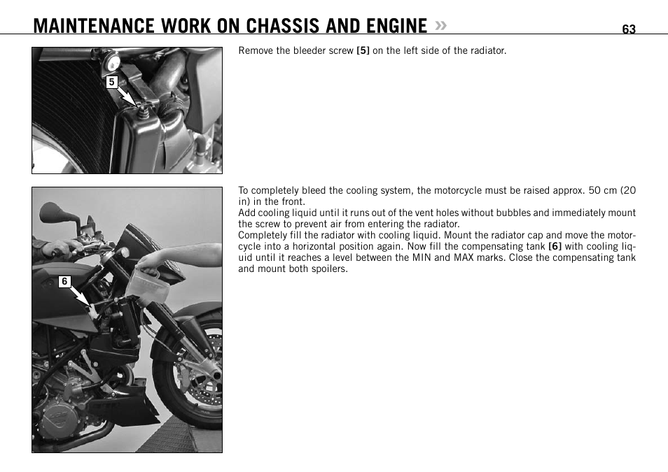 Maintenance work on chassis and engine | KTM 990 SUPER DUKE User Manual | Page 64 / 90