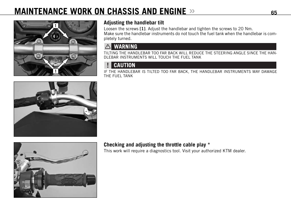 Maintenance work on chassis and engine | KTM 990 SUPER DUKE User Manual | Page 66 / 90