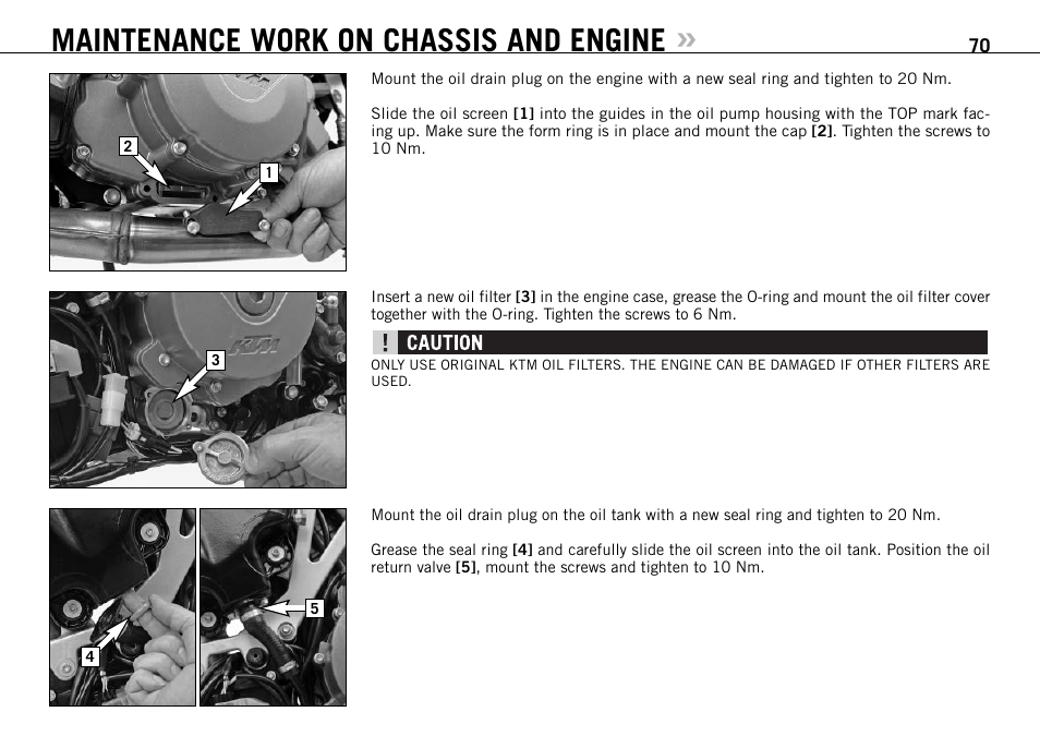 Maintenance work on chassis and engine | KTM 990 SUPER DUKE User Manual | Page 71 / 90