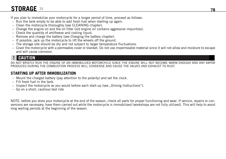 Storage | KTM 990 SUPER DUKE User Manual | Page 79 / 90
