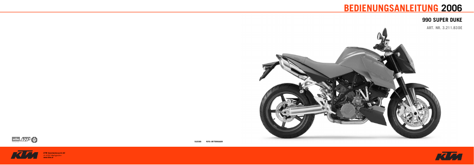 Bedienungsanleitung 2006 | KTM 990 SUPER DUKE User Manual | Page 90 / 90
