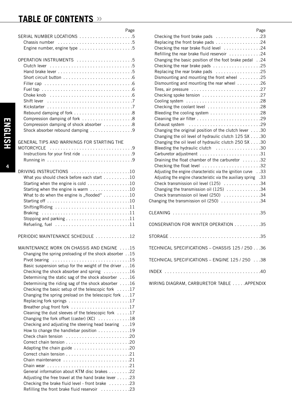 KTM 125 SX User Manual | Page 5 / 46