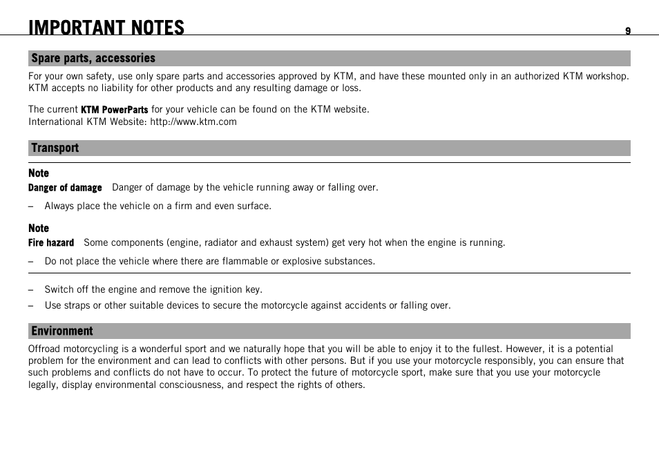 KTM 690 ENDURO EU User Manual | Page 11 / 179