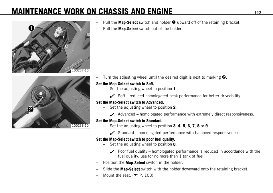 Maintenance work on chassis and engine | KTM 690 ENDURO EU User Manual | Page 114 / 179