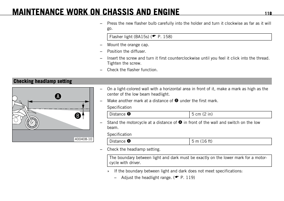 Checking headlamp setting, P. 118) | KTM 690 ENDURO EU User Manual | Page 120 / 179