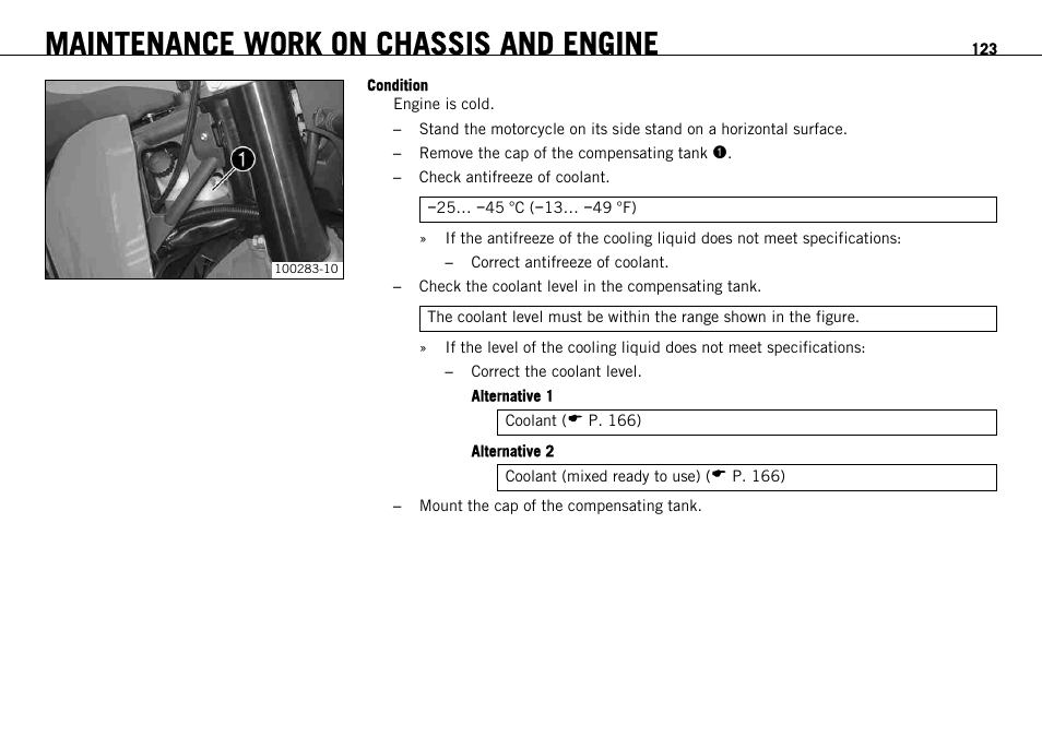 Maintenance work on chassis and engine | KTM 690 ENDURO EU User Manual | Page 125 / 179