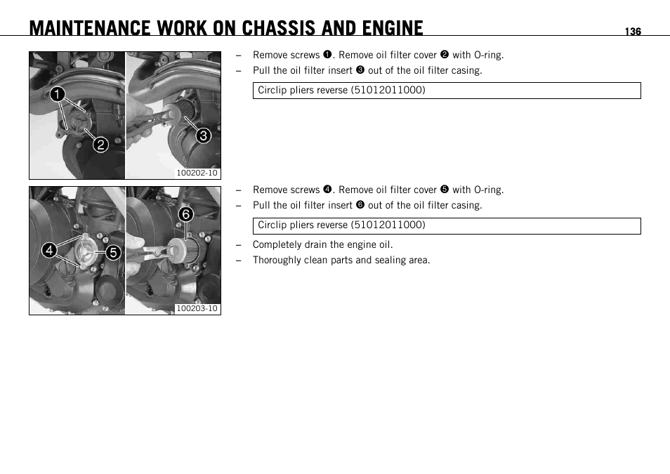 Maintenance work on chassis and engine | KTM 690 ENDURO EU User Manual | Page 138 / 179