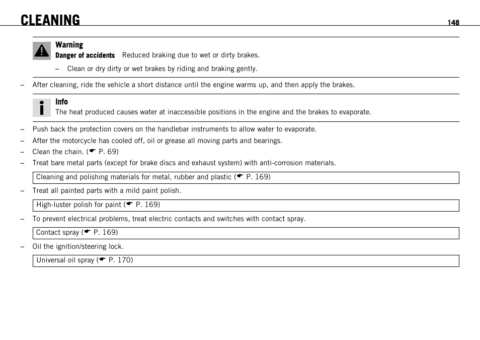 Cleaning | KTM 690 ENDURO EU User Manual | Page 150 / 179