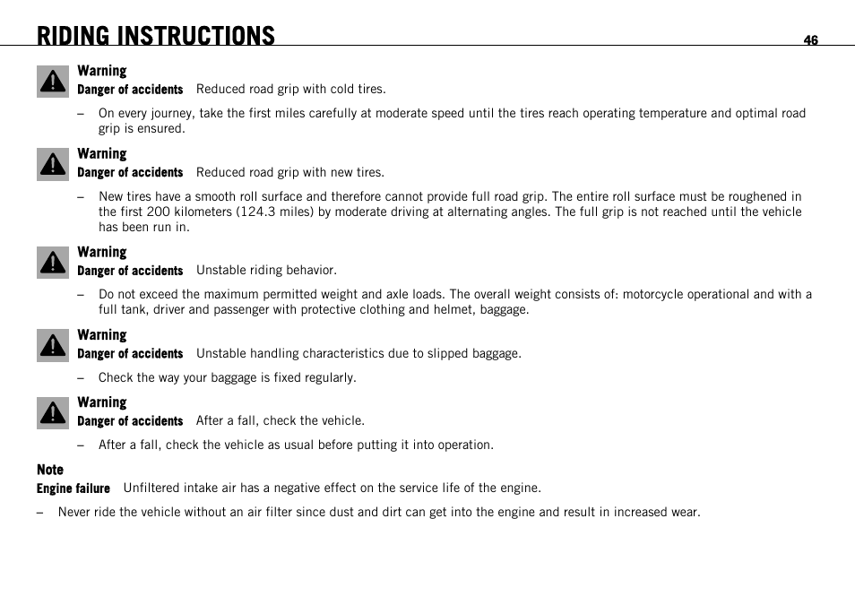 Riding instructions | KTM 690 ENDURO EU User Manual | Page 48 / 179