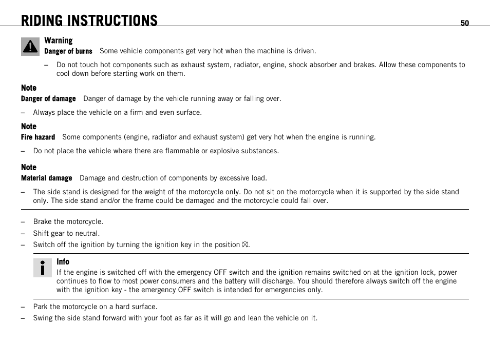 Riding instructions | KTM 690 ENDURO EU User Manual | Page 52 / 179