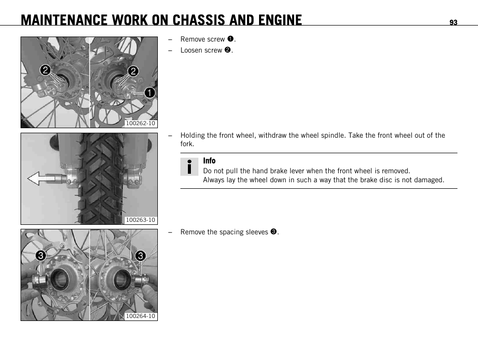 Maintenance work on chassis and engine | KTM 690 ENDURO EU User Manual | Page 95 / 179