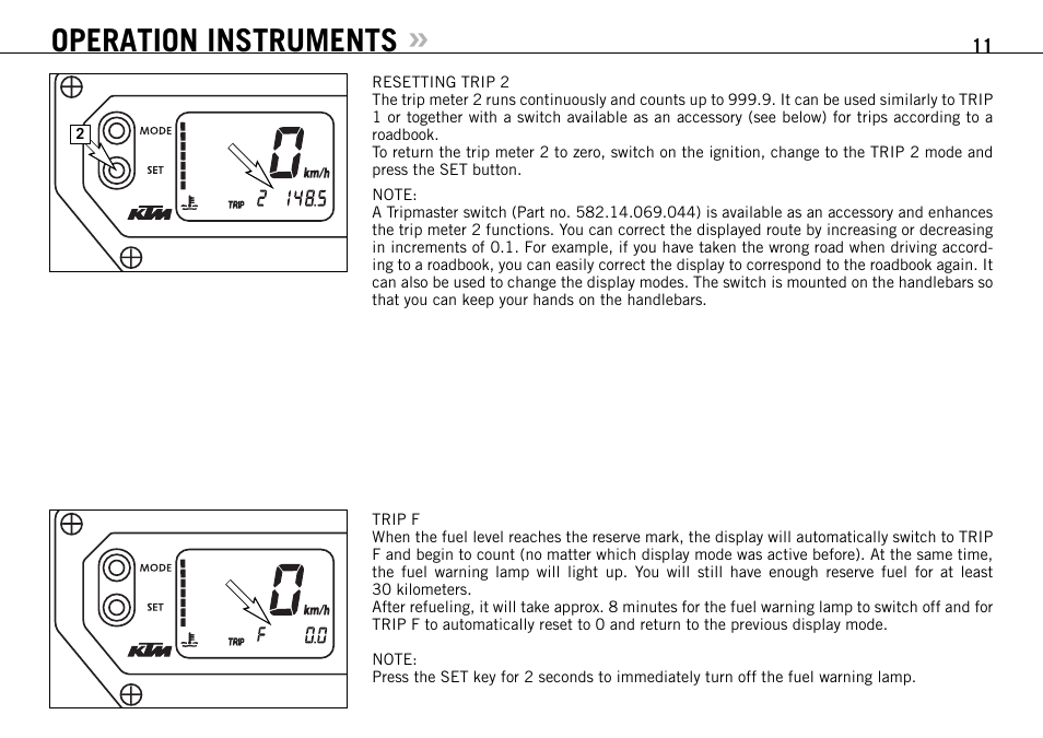 Operation instruments | KTM 990 User Manual | Page 12 / 100