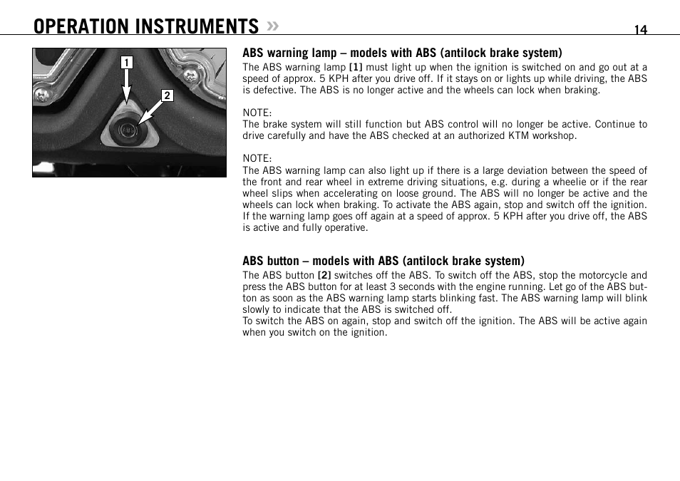 Operation instruments | KTM 990 User Manual | Page 15 / 100