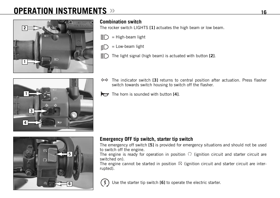 Operation instruments | KTM 990 User Manual | Page 17 / 100