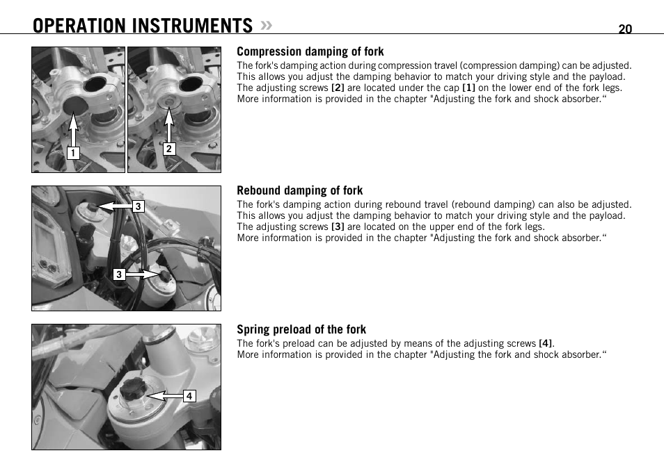 Operation instruments | KTM 990 User Manual | Page 21 / 100