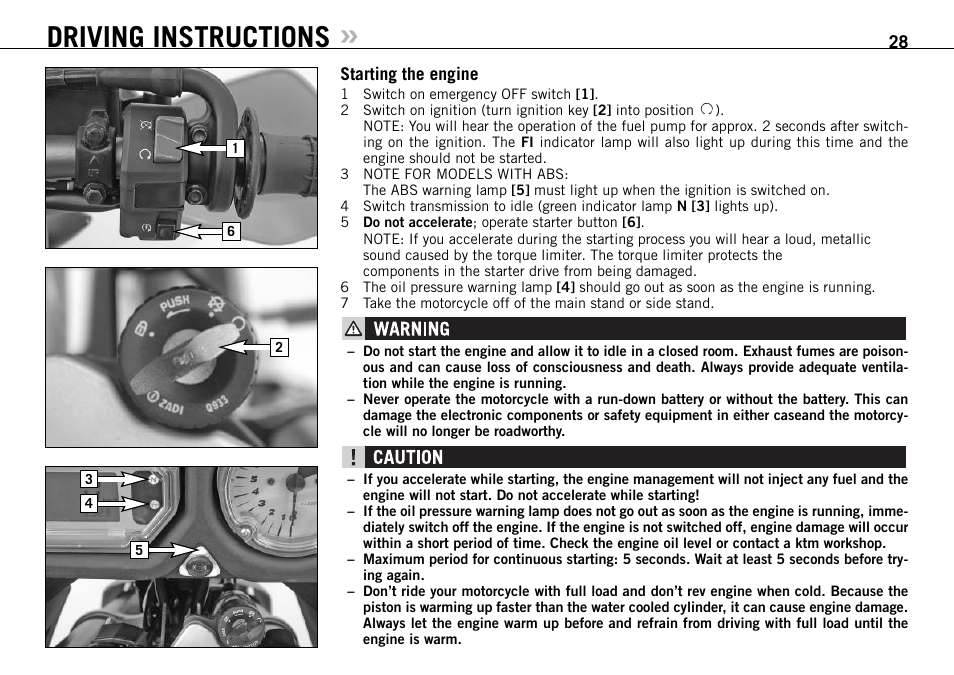 Driving instructions | KTM 990 User Manual | Page 29 / 100