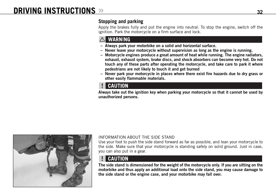 Driving instructions | KTM 990 User Manual | Page 33 / 100