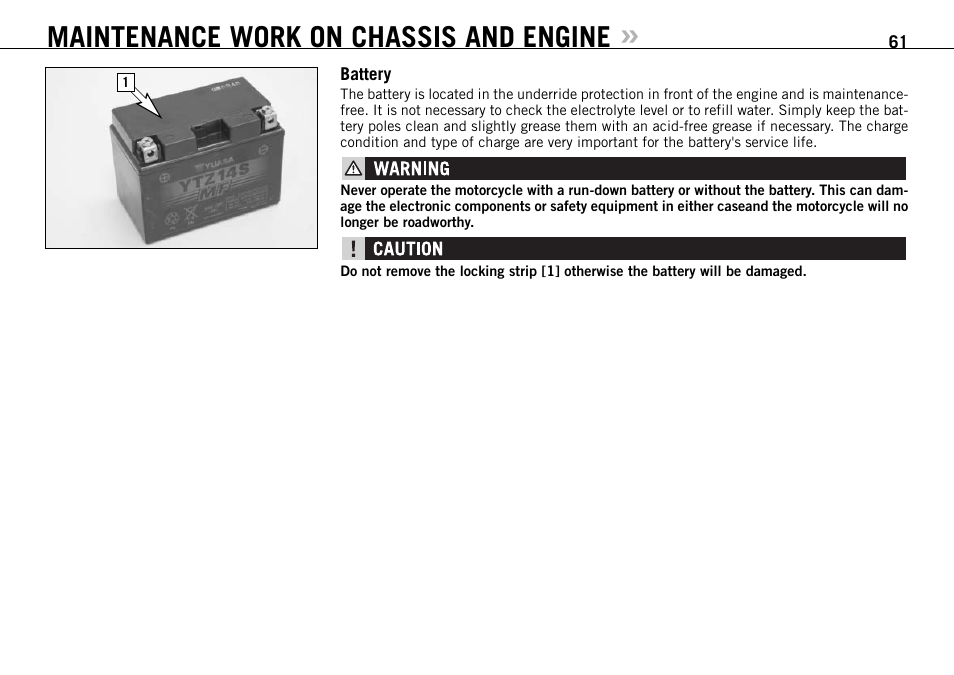 Maintenance work on chassis and engine | KTM 990 User Manual | Page 62 / 100