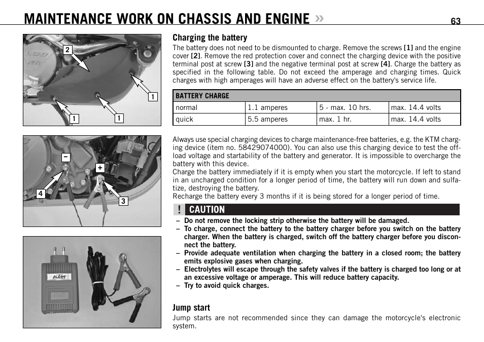 Maintenance work on chassis and engine | KTM 990 User Manual | Page 64 / 100