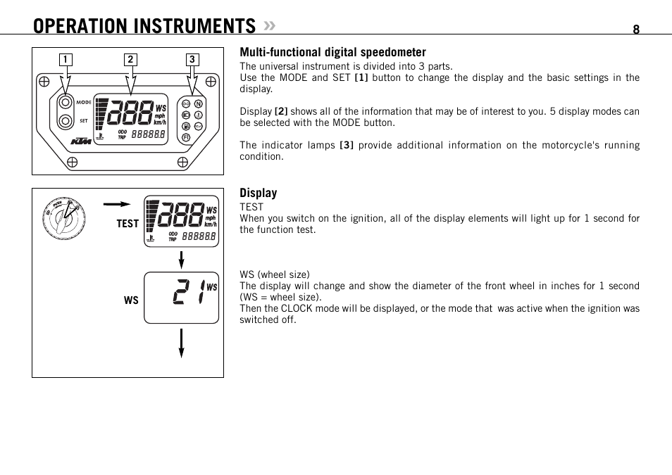 Operation instruments | KTM 990 User Manual | Page 9 / 100