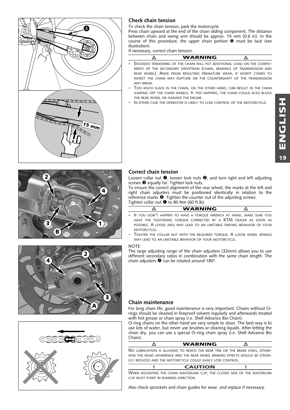 English, 23 4 3 a, B1 4 2 | KTM 400 User Manual | Page 20 / 46