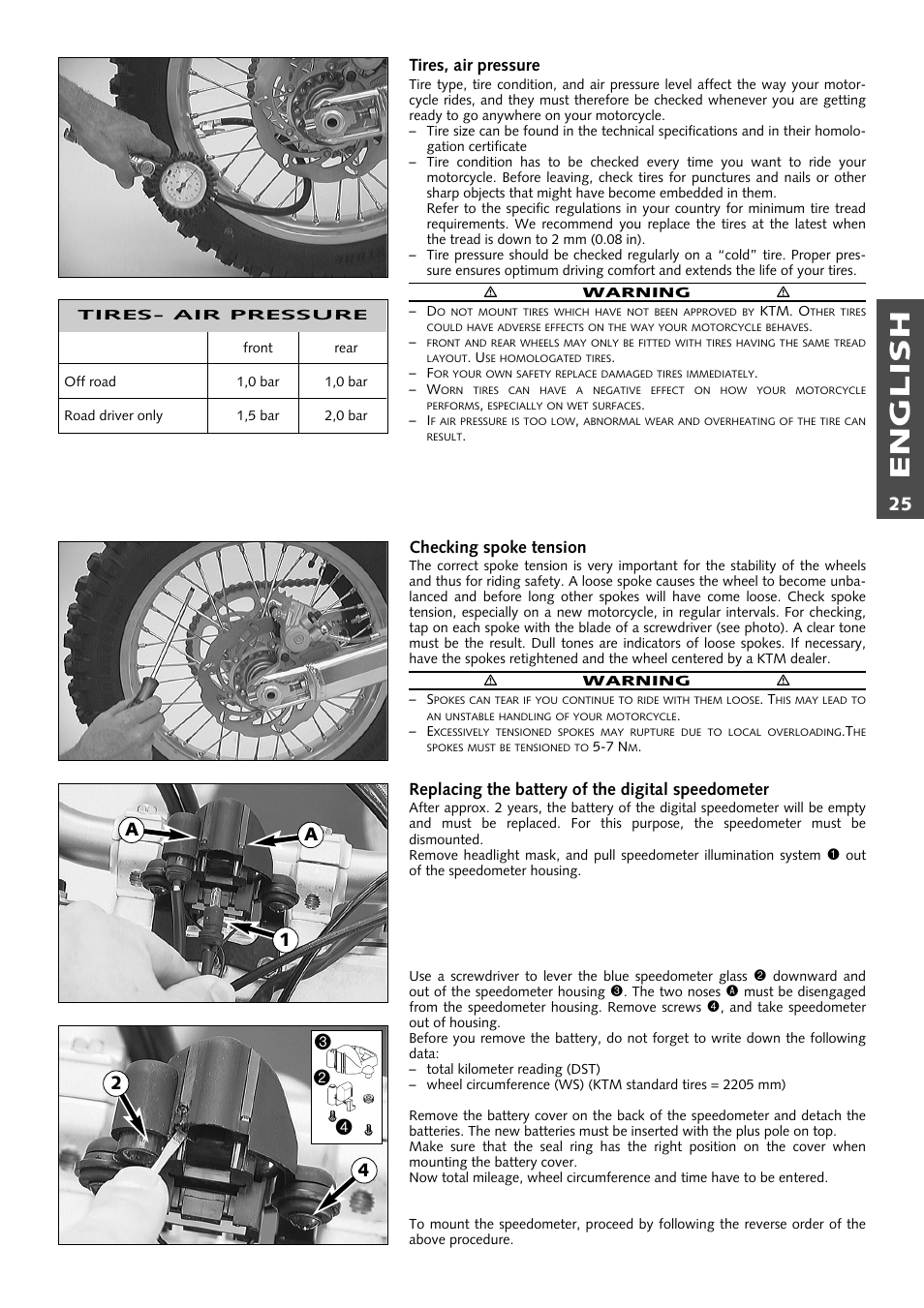 English, A2 4 | KTM 400 User Manual | Page 26 / 46