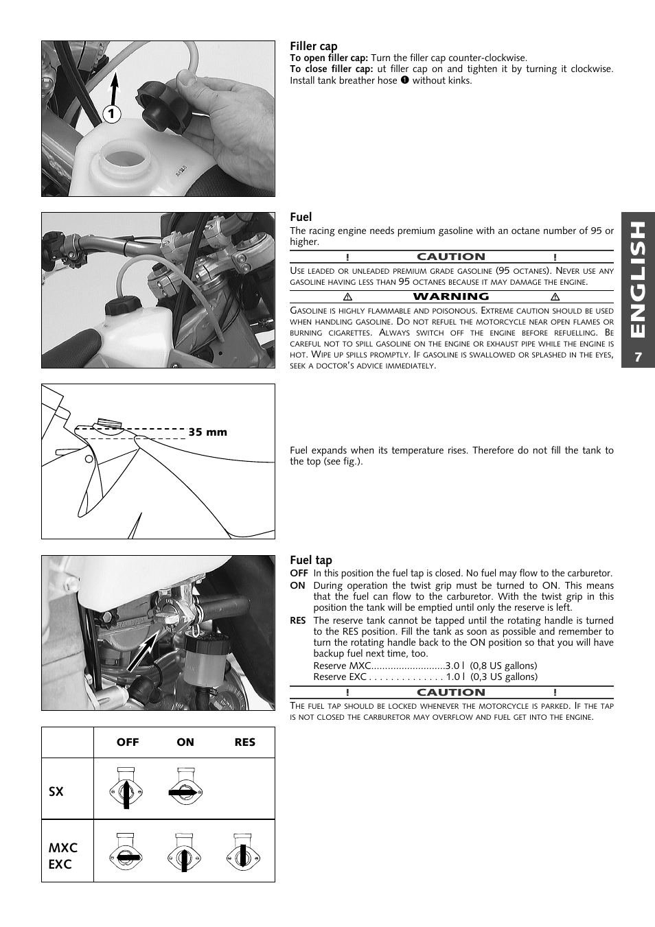 English, Sx mxc exc 1 | KTM 400 User Manual | Page 8 / 46