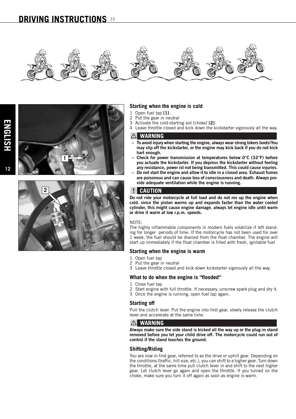 English, Driving instructions | KTM XC User Manual | Page 13 / 42