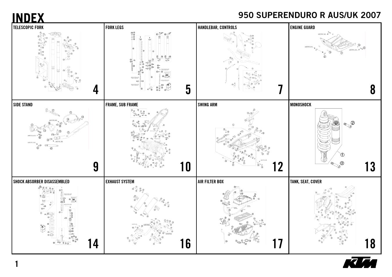 Index, 10 x, 12 x | 13 x, 14 x, 16 x, 17 x, 18 x | KTM SUPERENDURO R 950 User Manual | Page 3 / 40