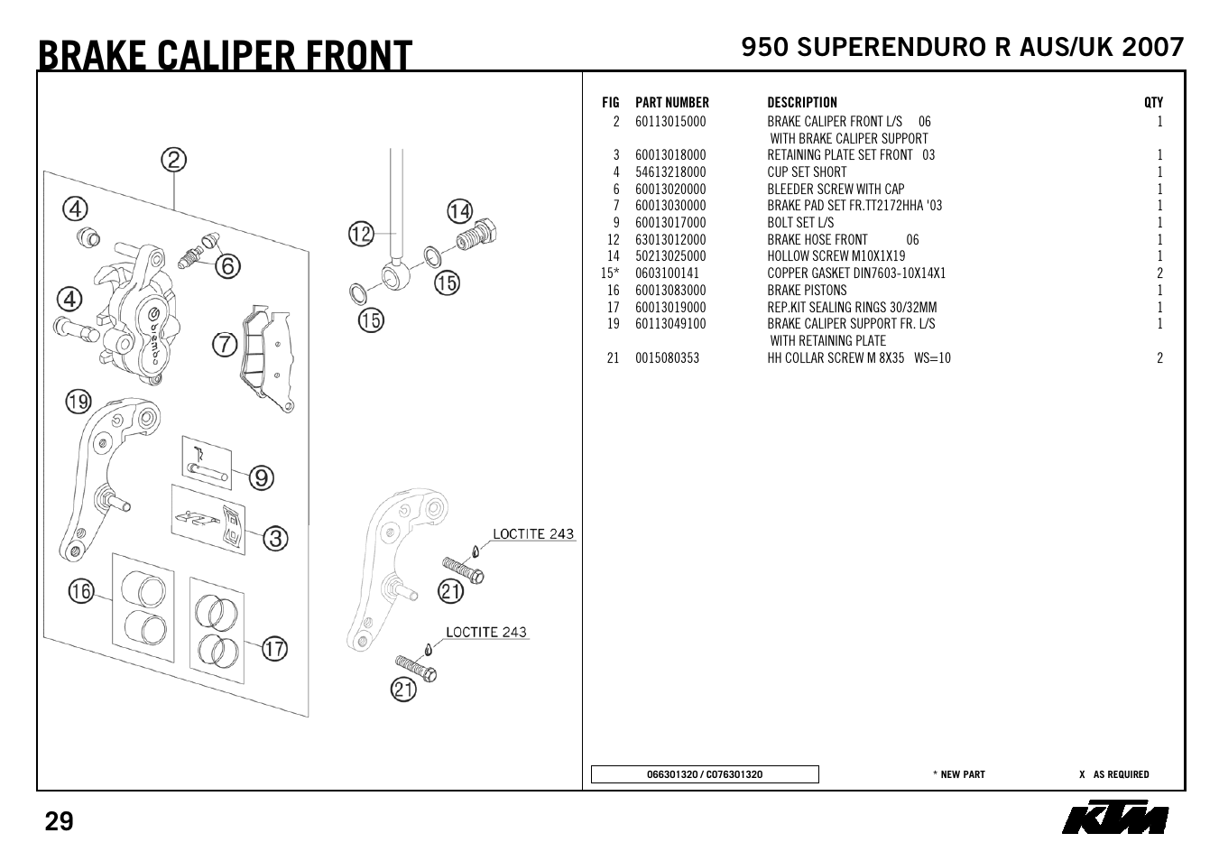 Brake, Caliper, Front | KTM SUPERENDURO R 950 User Manual | Page 31 / 40