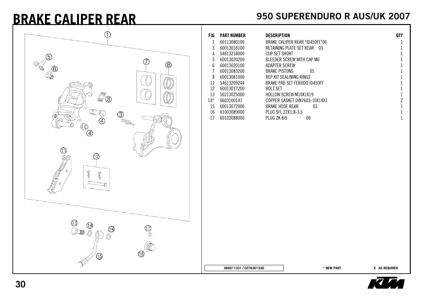 Brake, Caliper, Rear | KTM SUPERENDURO R 950 User Manual | Page 32 / 40