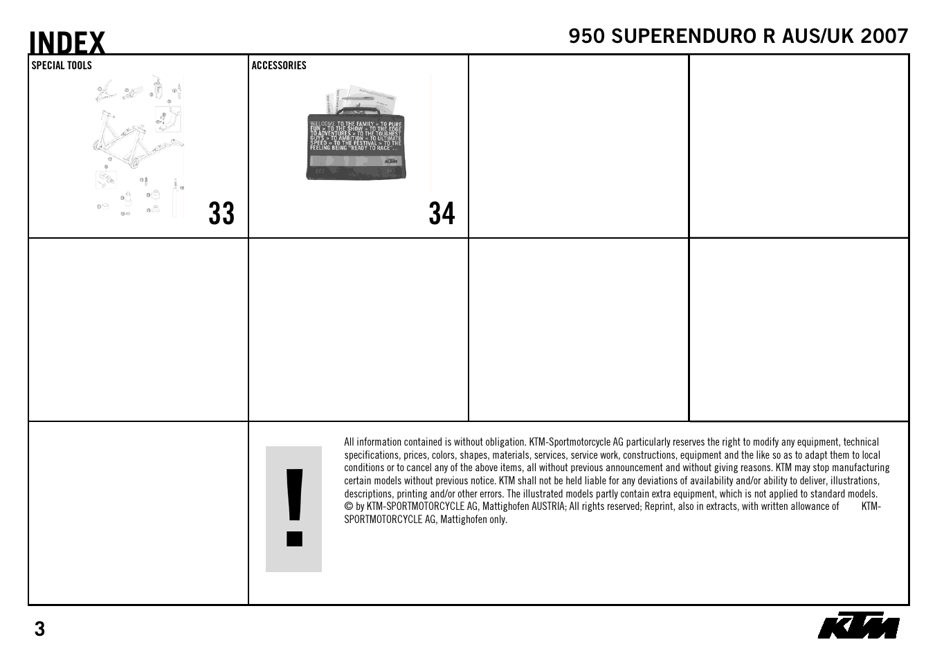 Index, 33 x, 34 x | KTM SUPERENDURO R 950 User Manual | Page 5 / 40