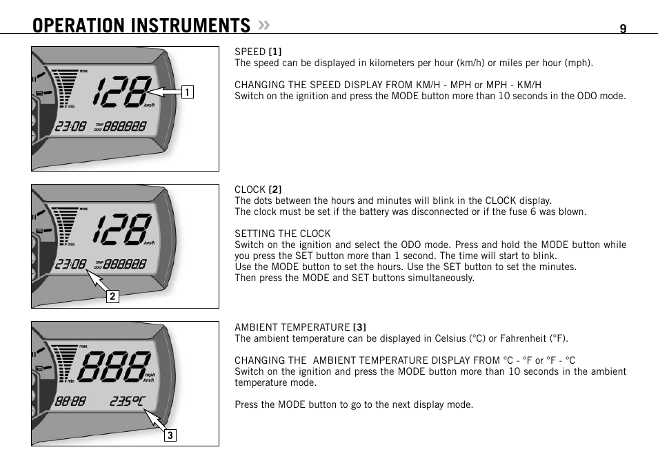 Operation instruments | KTM 990 SUPER DUKE User Manual | Page 10 / 92