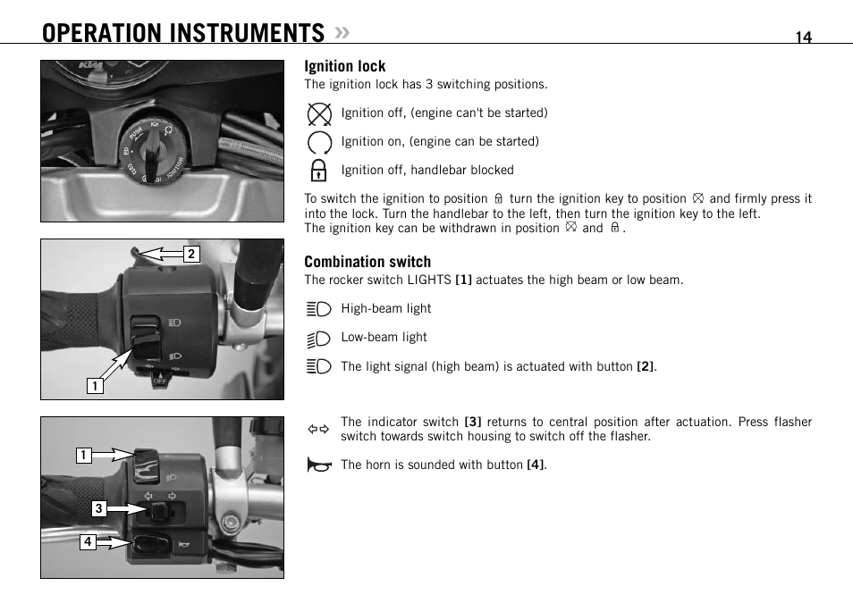 Operation instruments | KTM 990 SUPER DUKE User Manual | Page 15 / 92