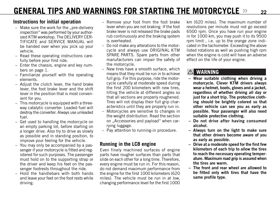 KTM 990 SUPER DUKE User Manual | Page 23 / 92