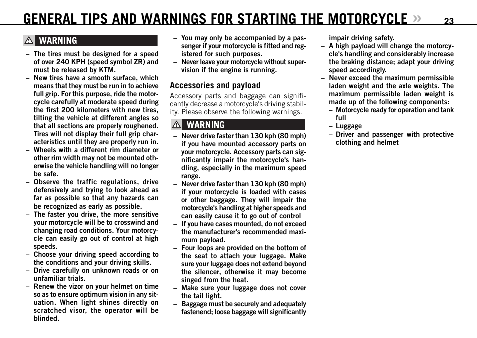 KTM 990 SUPER DUKE User Manual | Page 24 / 92