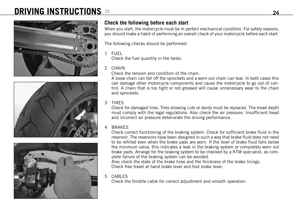 Driving instructions | KTM 990 SUPER DUKE User Manual | Page 25 / 92