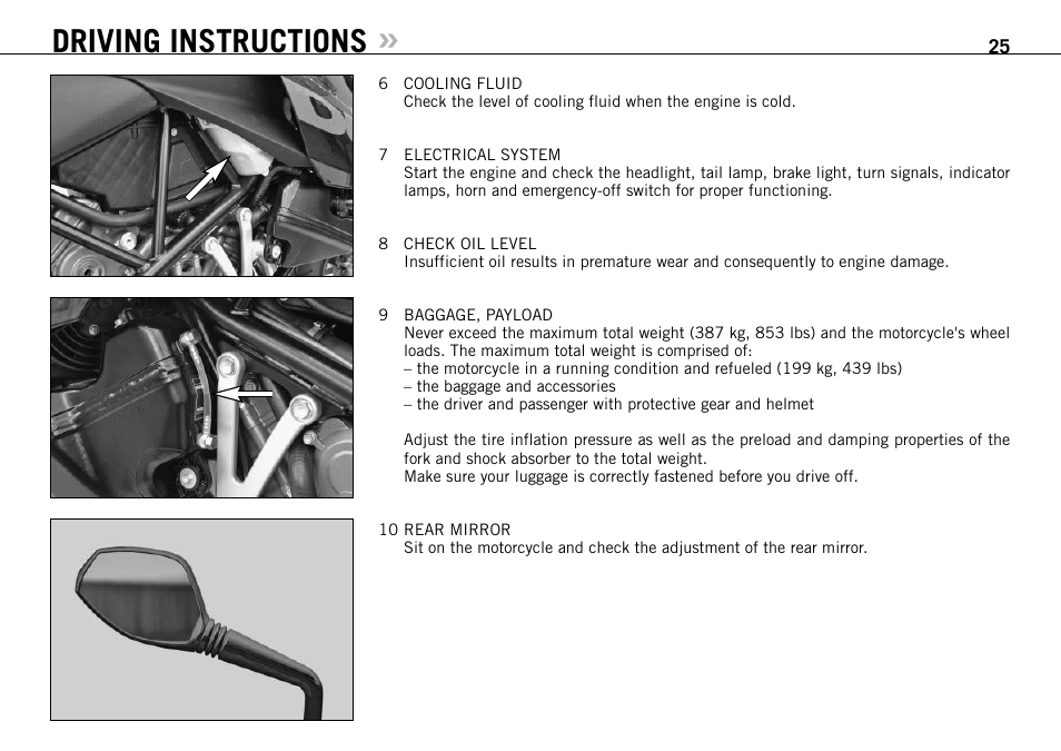 Driving instructions | KTM 990 SUPER DUKE User Manual | Page 26 / 92