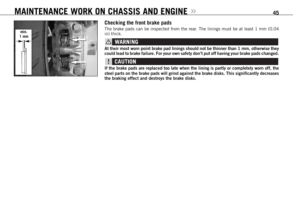 Maintenance work on chassis and engine | KTM 990 SUPER DUKE User Manual | Page 46 / 92