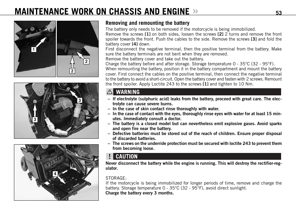 Maintenance work on chassis and engine | KTM 990 SUPER DUKE User Manual | Page 54 / 92