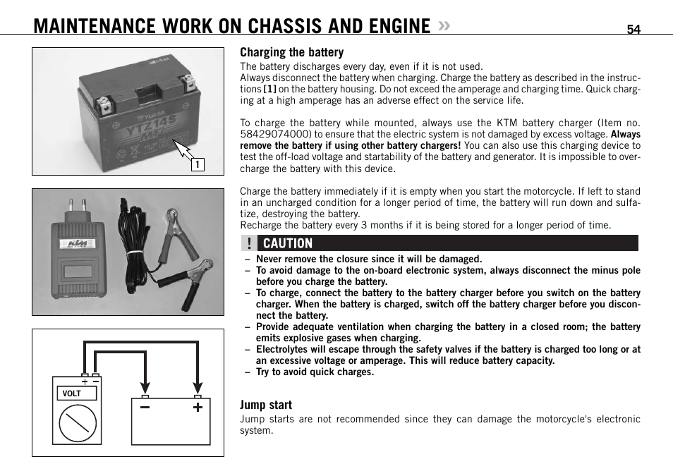 Maintenance work on chassis and engine | KTM 990 SUPER DUKE User Manual | Page 55 / 92